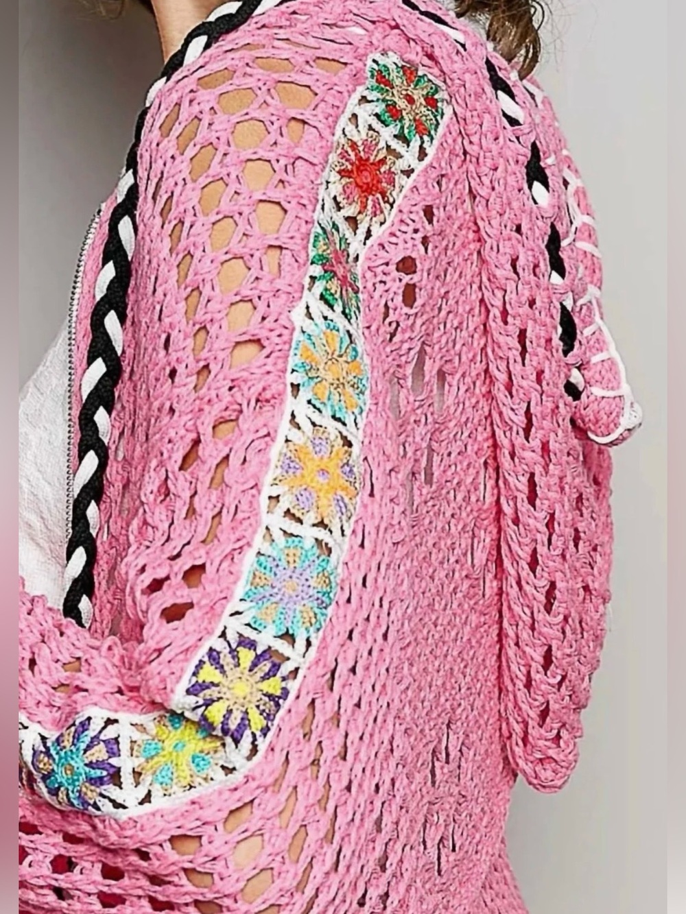 New POL Crochet Zip Front Cardigan Hoodie - Picture 2 of 9
